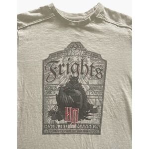 The Haunted Mansion Disney Headstone 999 Frights Light Grey T shirt Sz. L